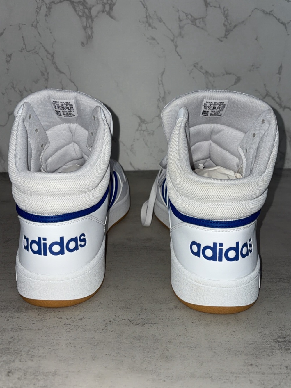 NWT Adidas Men’s 3.0 White & Blue High-Top Sneakers - Picture 6 of 13